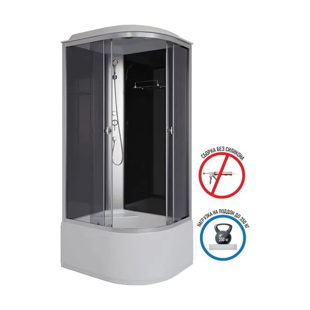 Душевая кабина Niagara Eco E100/80/40L/TN (100х80х215) высокий поддон(40см),стекло черное