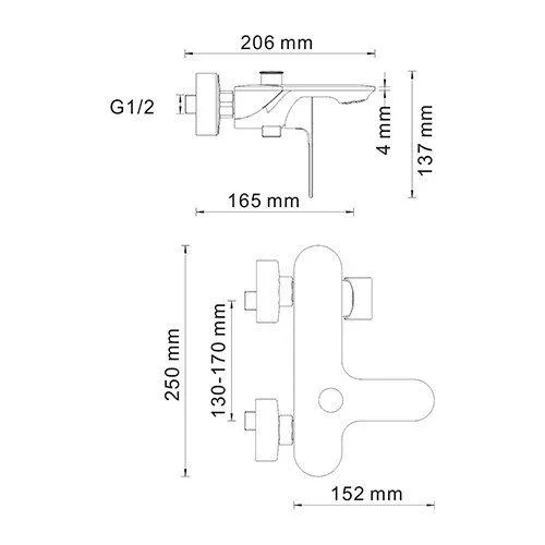 Смеситель WasserKRAFT Dinkel 5801 для ванны и душа
