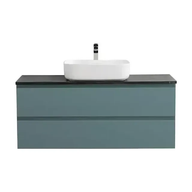 Тумба с раковиной BelBagno Крафт (Kraft) 120 с двумя ящиками голубая матовая (столешница черный матовый мрамор)