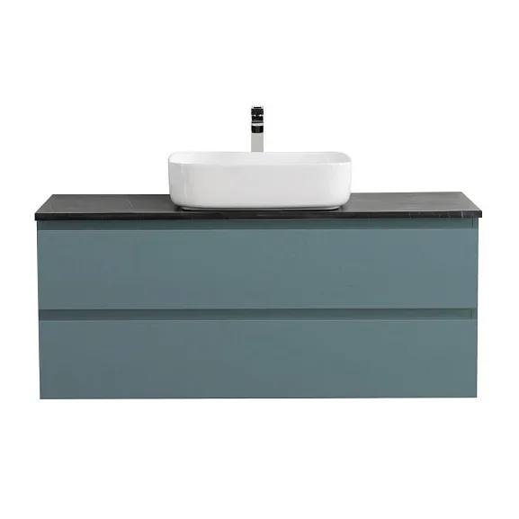 Тумба с раковиной BelBagno Крафт (Kraft) 120 с двумя ящиками голубая матовая (столешница черный матовый мрамор)