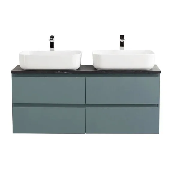 Тумба с раковиной BelBagno Крафт (Kraft) 120 с четырьмя ящиками голубая матовая (столешница черный матовый мрамор)