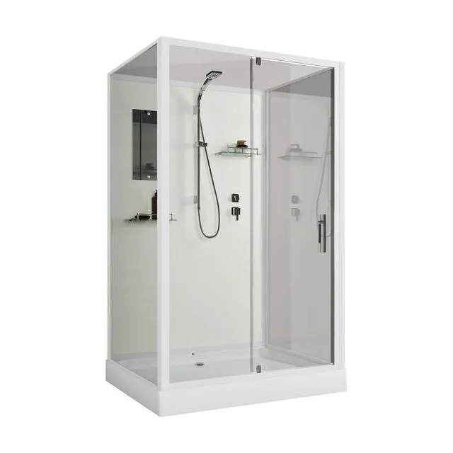 Душевая кабина Niagara Standart ST100/80/15Q/BK (100х80х200) прямоугольник,поддон 15см,распашная,проф.белый,без крыши