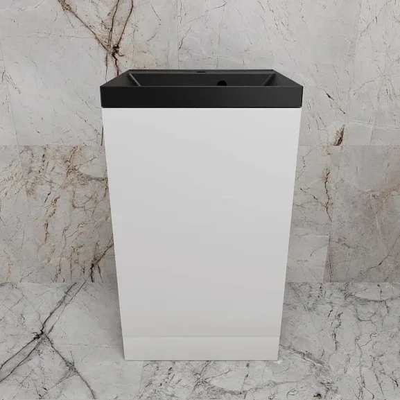 Тумба с раковиной Style Line Моно 50 L/R белый софт (раковина Asti 50*45 антрацит)