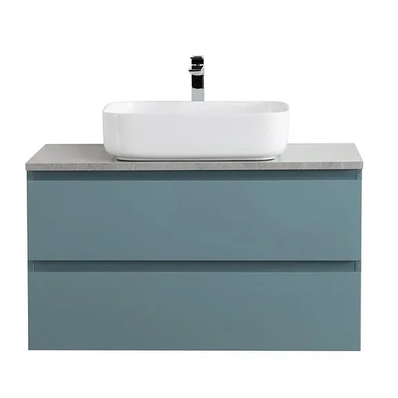 Тумба с раковиной BelBagno Крафт (Kraft) 80 голубая матовая (столешница серый глянцевый мрамор)