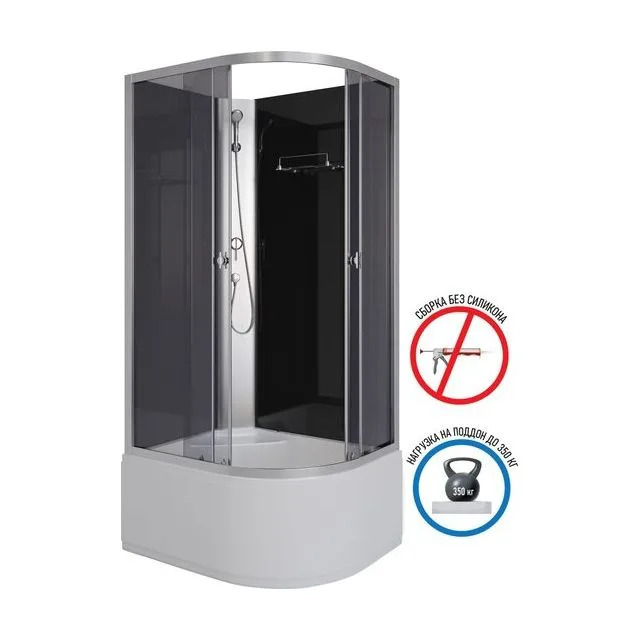 Душевая кабина Niagara Eco E90/70/40L/TN/BK (90х70х195) высокий поддон(40см),стекло тонированное