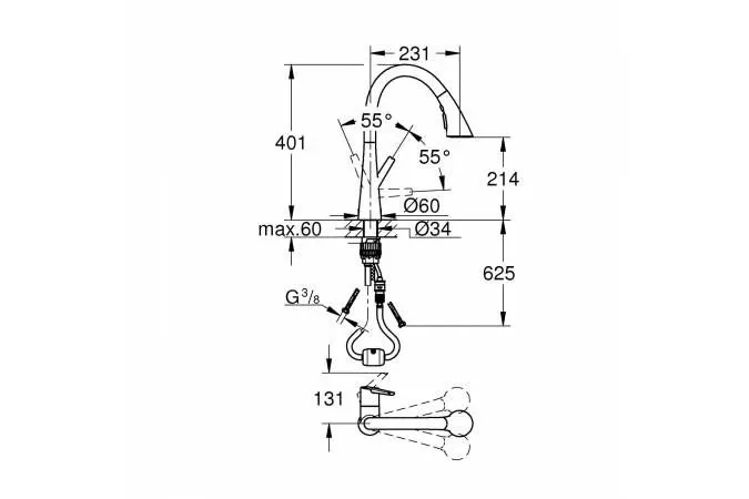 Смеситель Grohe Zedra New 32294002 для кухни с выдвижным изливом хром