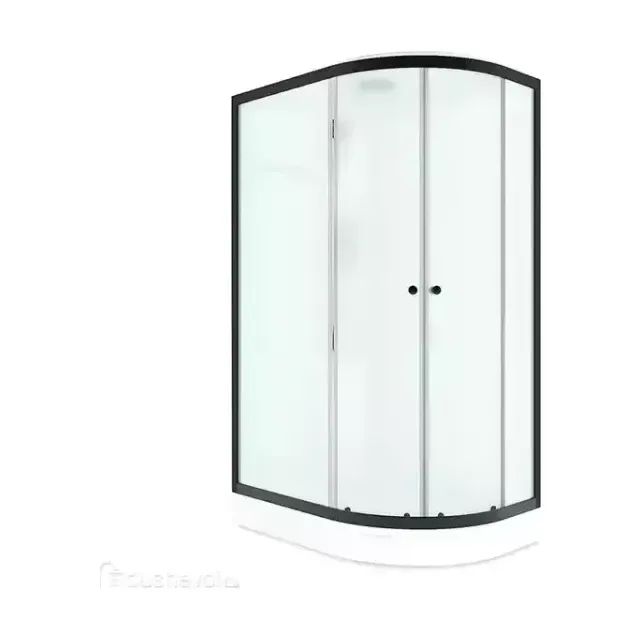 Душевая кабина Domani-Spa Delight Slim 128 (120х80 см) Black Accents, левое исполнение — белые стенки, сатин-матированные стекла, профиль графит