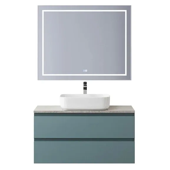 Комплект мебели BelBagno Крафт (Kraft) 100 голубой матовый со столешницей серый глянцевый мрамор