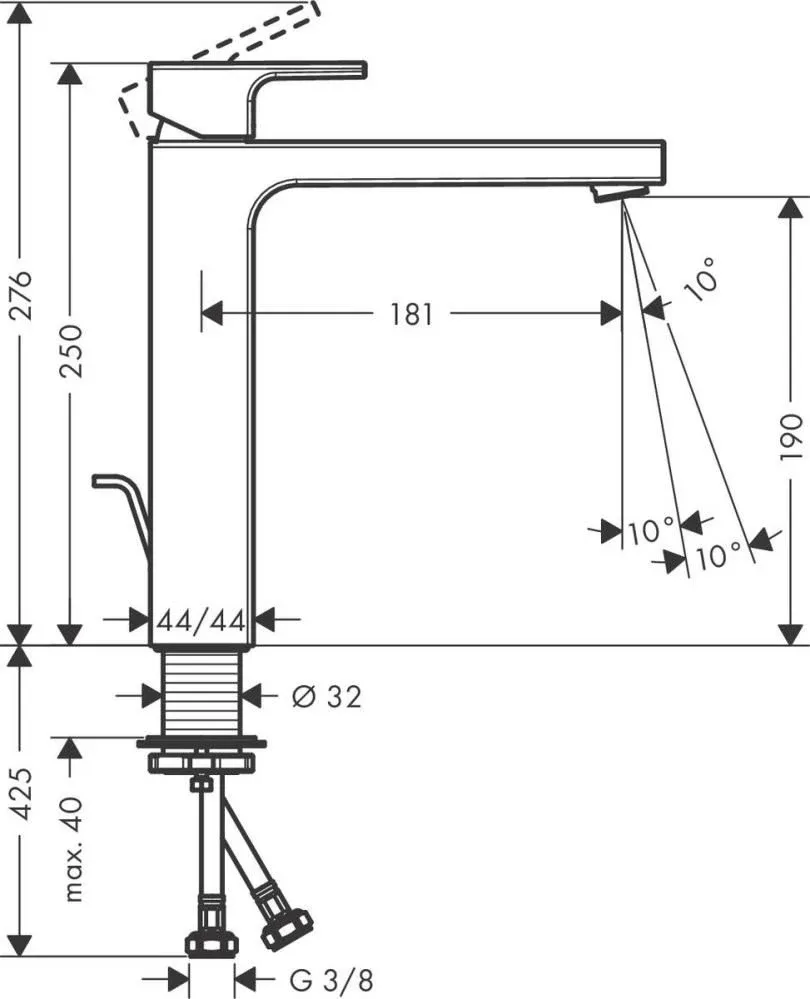 Смеситель Hansgrohe Vernis Shape 71562000 для раковины с донным клапаном хром