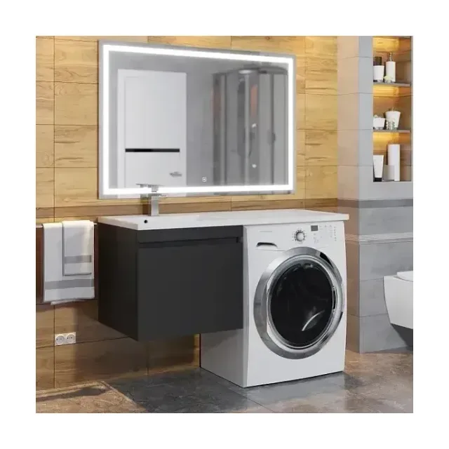 Комплект мебели Uperwood Magenta 120 под стиральную машину подвесной, черный, выдвижной ящик L