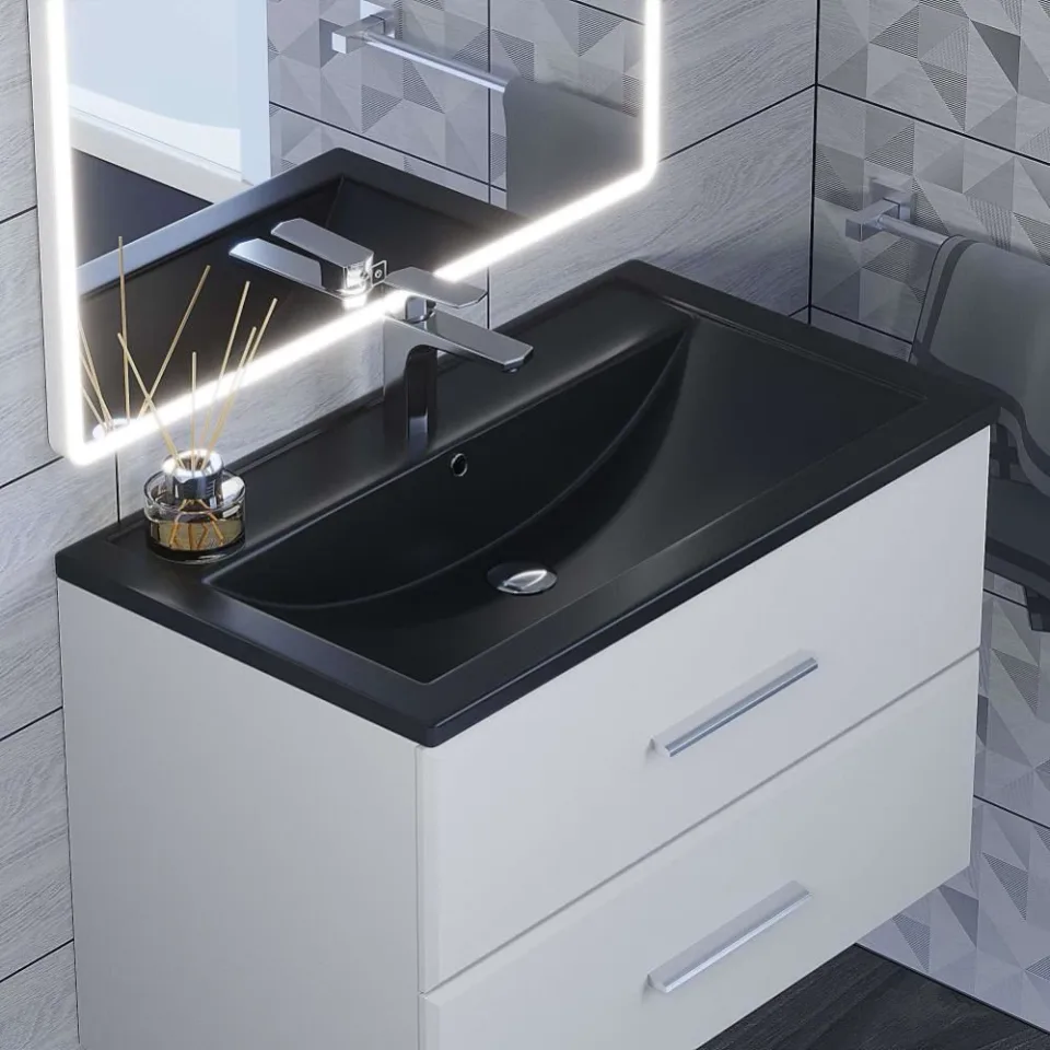 Встраиваемая раковина Uperwood Foster Quartz 80*45,5 черная матовая, уголь