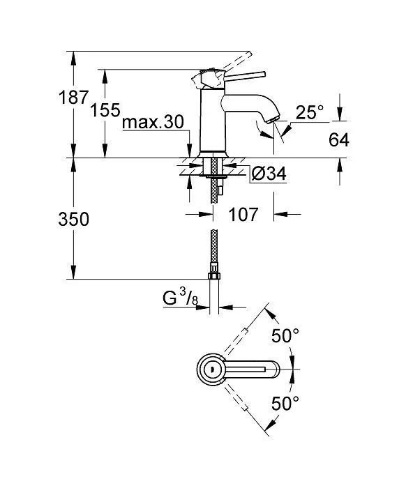 Смеситель Grohe BauClassic 23162000 для раковины