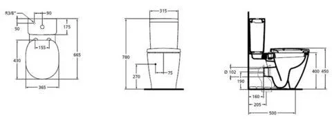 Унитаз-компакт Ideal Standard Connect Cube 36,5*66,5 с крышкой-сиденьем
