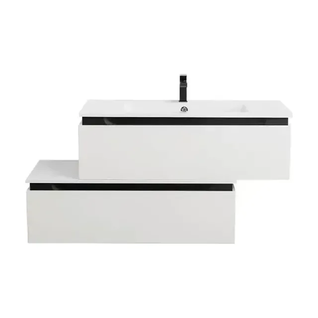 Тумба с раковиной Cezares Движение (Slider) 100 белый матовый с нижней тумбой
