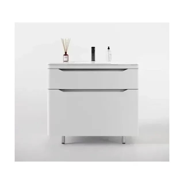 Тумба с раковиной Style Line Марелла Люкс 90 напольная белая матовая