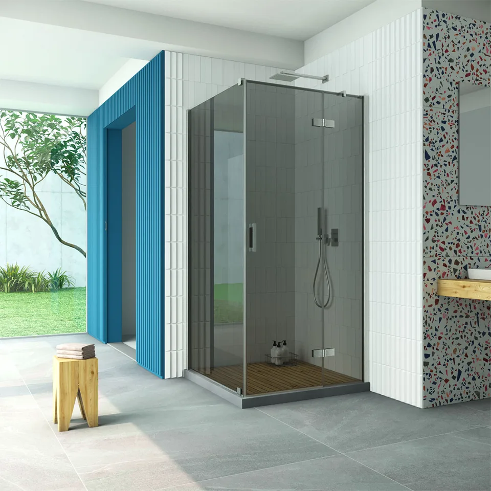 Душевое ограждение Vegas-Glass AFP-Fis Retta 105×90×199.5 см, никель, стекло графит