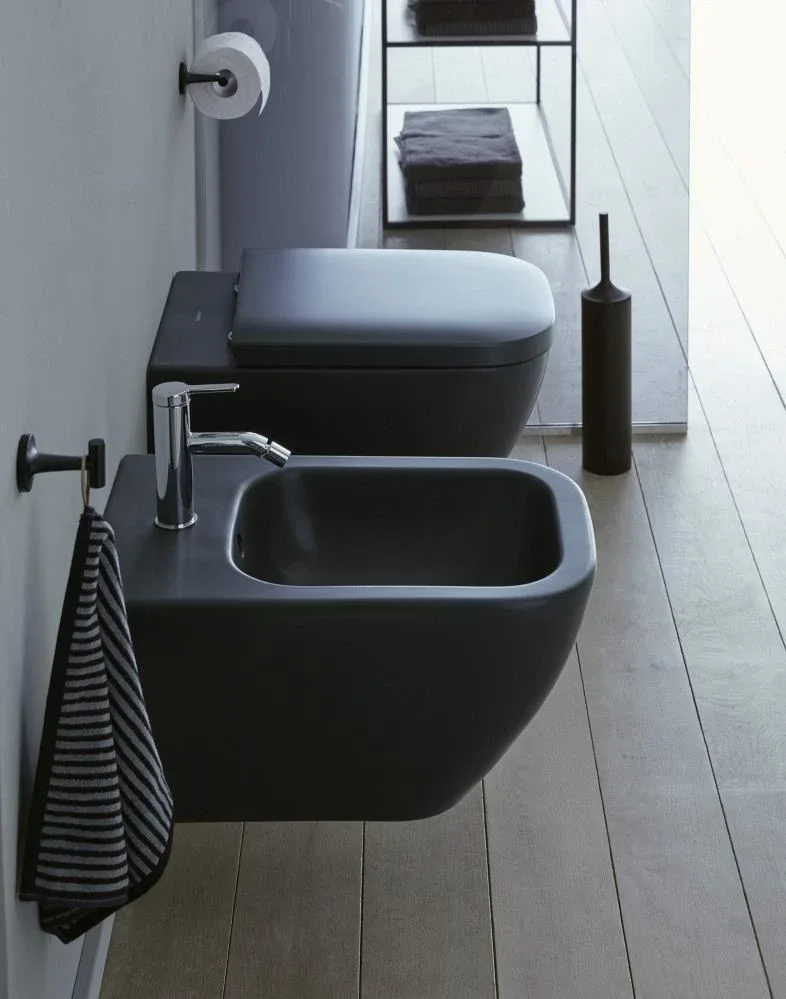 Подвесной унитаз Duravit Happy D.2 36,5*54 безободковый антрацит матовый