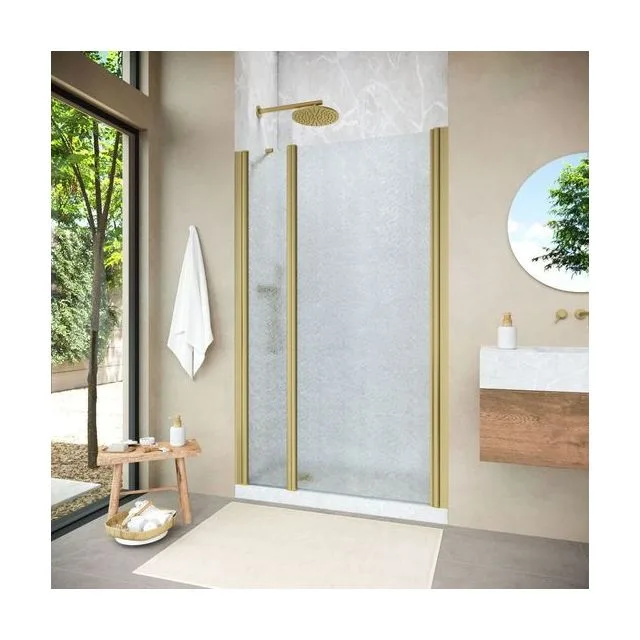 Душевая дверь Vegas-Glass EP-F-1 NOVO 155×200 см, золото матовое, стекло шиншилла
