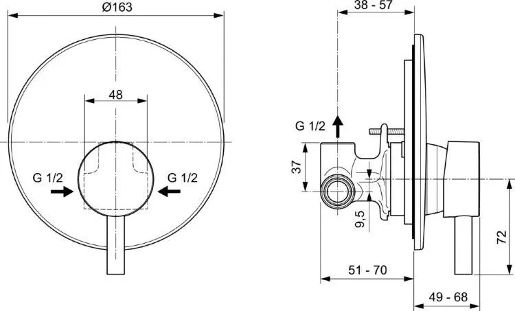 Смеситель Ideal Standard Ceraline A6940XG для душа скрытый монтаж черный матовый