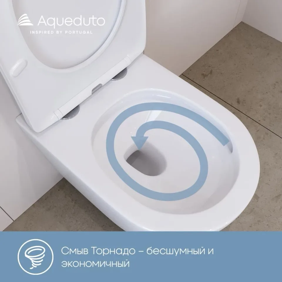 Комплект инсталляции Aqueduto Техника Ново (TECNICA Novo) с безободковым унитазом ОВО Плюс Торнадо (OVO Plus Tornado) белый глянец, клавиша смыва Форма (FORMA) белый глянец