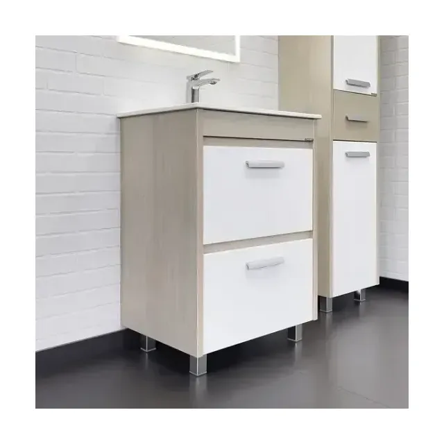 Тумба с раковиной Comforty Тулуза 60 белый глянец/сосна лоредо (раковина Comforty 60E)