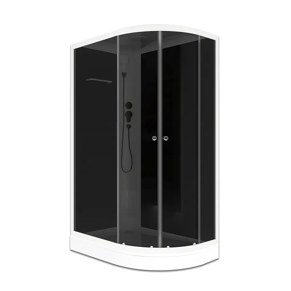 Душевая кабина Domani-Spa Delight Slim 128 (120х80 см), левое исполнение — черные стенки, тонированные стекла