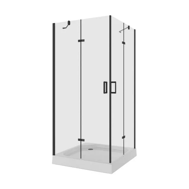 Душевое ограждение Niagara Nova NG-6814-08ВLACK (100х100х195) квадрат,черный,двери распашные,стекло прозрачное