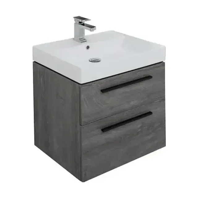 Тумба с раковиной Aquanet Nova 60 дуб рошелье (ручки черные)