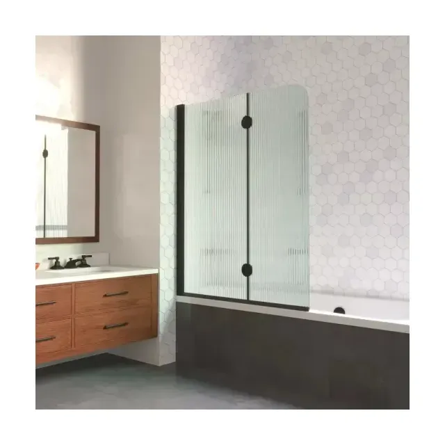 Шторка на ванную E2V LUX 120 02М Moru L, профиль черный матовый, стекло Moru