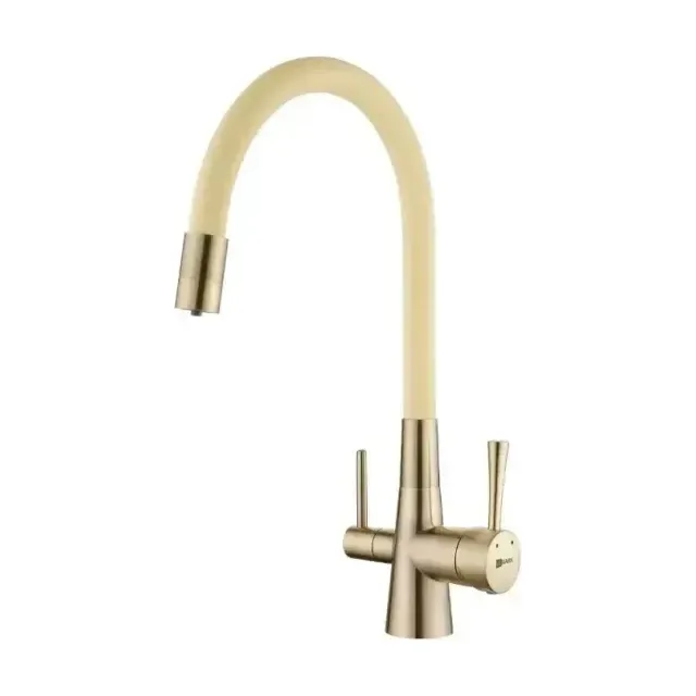 Смеситель Lemark Comfort LM3075B-Beige для кухни с функцией подключения фильтра и гибким изливом бронза/бежевый