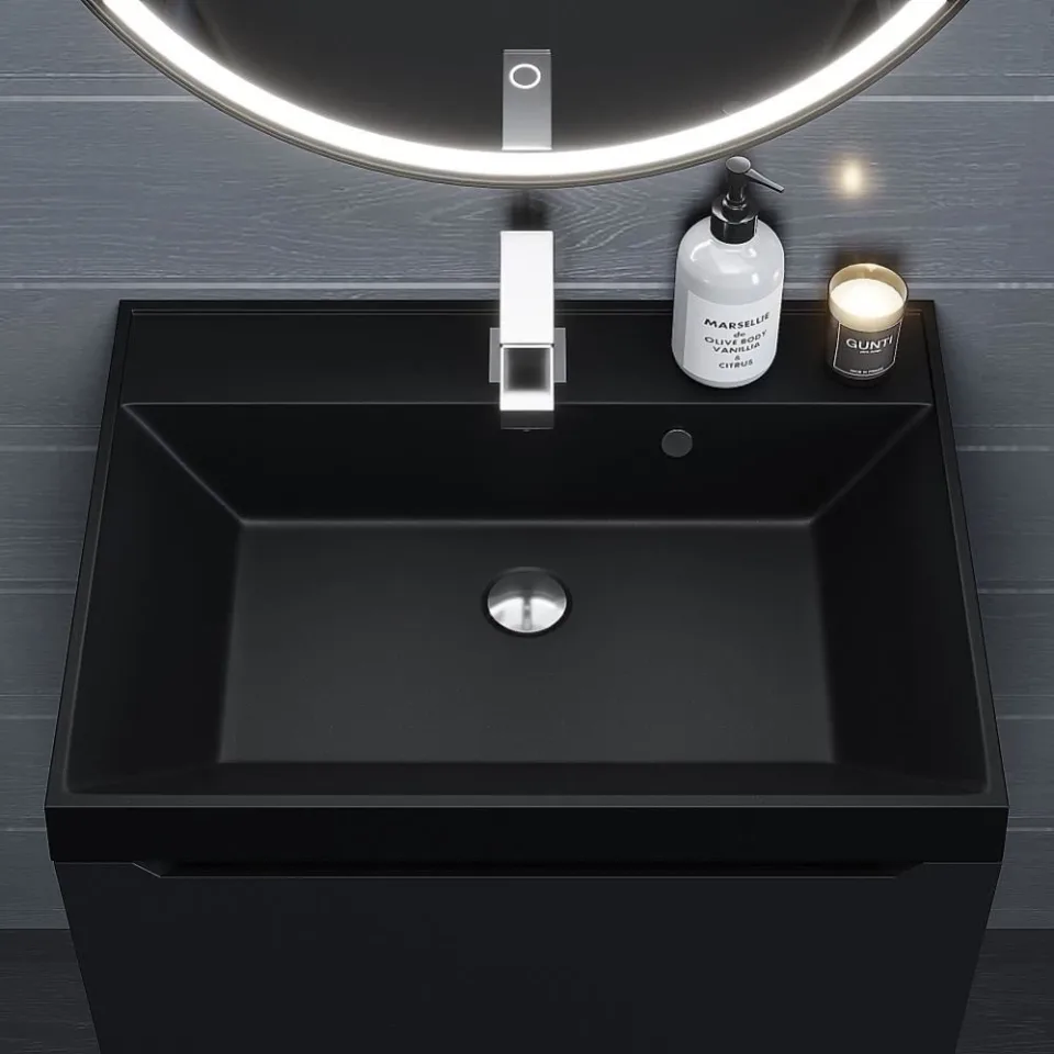 Встраиваемая раковина Uperwood Classic Quartz 60*45 черная матовая, космос