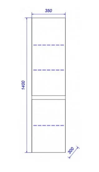 Пенал Aquanika Base 35*140 дуб золотой/белый глянец