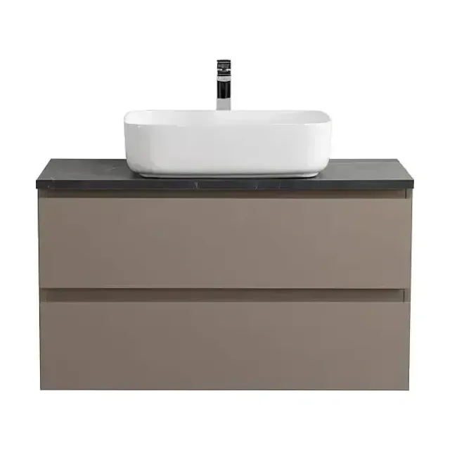 Тумба с раковиной BelBagno Крафт (Kraft) 100 бежевая матовая со столешницей черный матовый мрамор