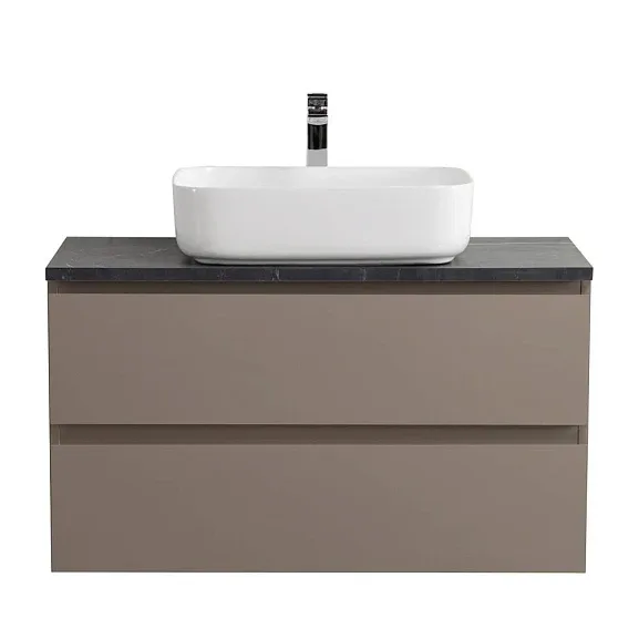 Тумба с раковиной BelBagno Крафт (Kraft) 100 бежевая матовая со столешницей черный матовый мрамор