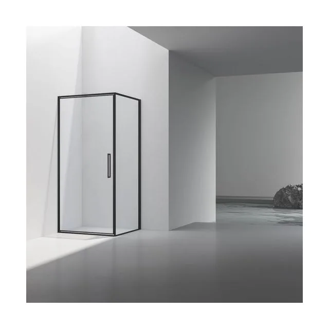 Душевой уголок Vincea Слим 8мм (Slim 8mm) VSR-4SLP9090CLB 90х90 стекло прозрачное 8 мм профиль черный без поддона