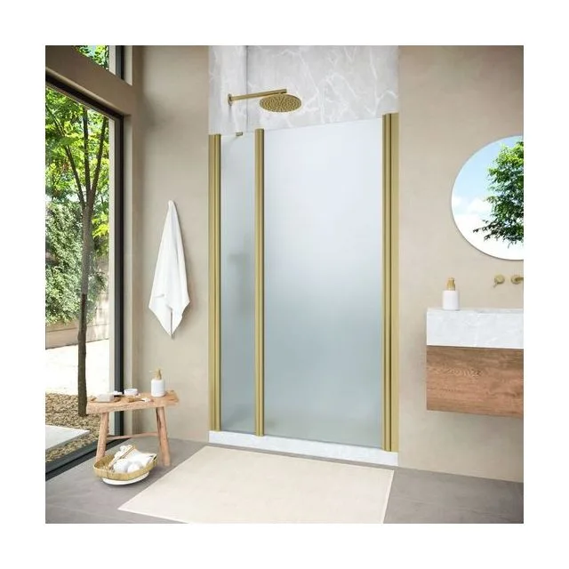 Душевая дверь Vegas-Glass EP-F-1 NOVO 110×200 см, золото матовое, стекло сатин