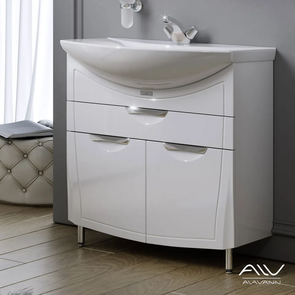 Тумба с раковиной Alavann Monaco 80 АТ-1601-0800-01 белая напольная