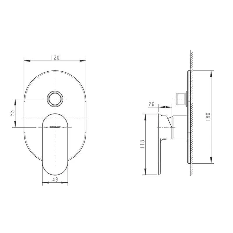 Смеситель Bravat Gina (PB865104CP-2-ENG+D9100CP-ENG) для ванны и душа скрытый монтаж (2-функц) хром (комплект)