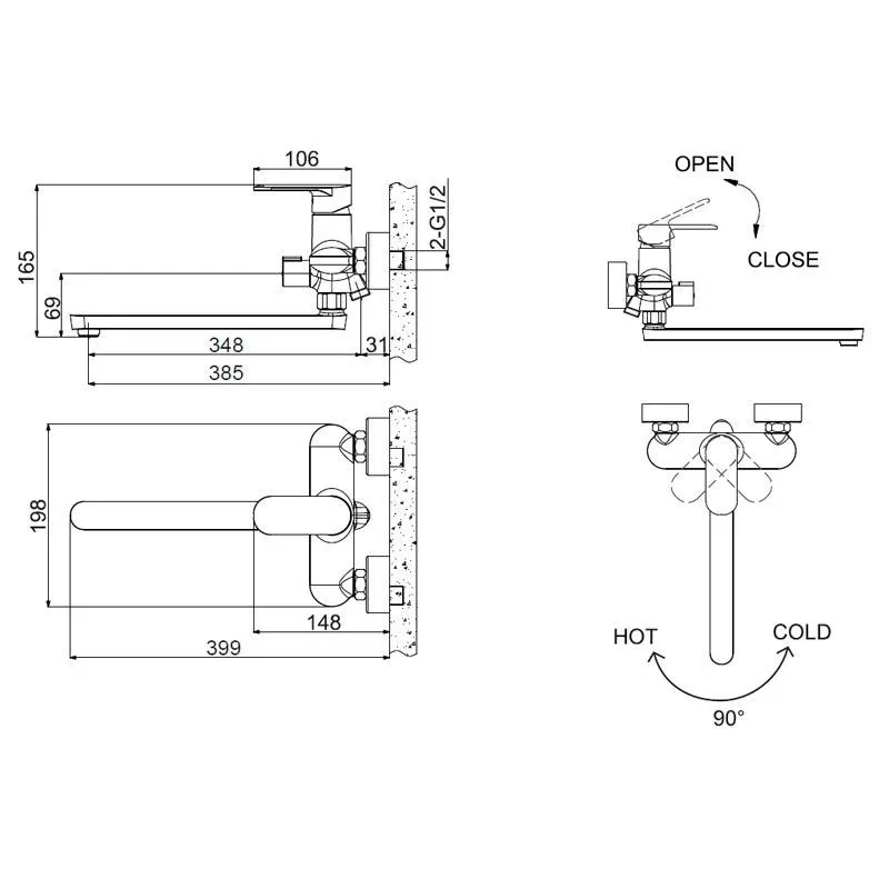 Смеситель Bravat Opal F6125183CP-02L-RUS универсальный
