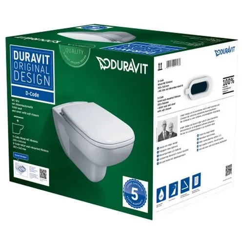Подвесной унитаз Duravit D-Code 35,5*54,5 безободковый с крышкой-сиденьем микролифт