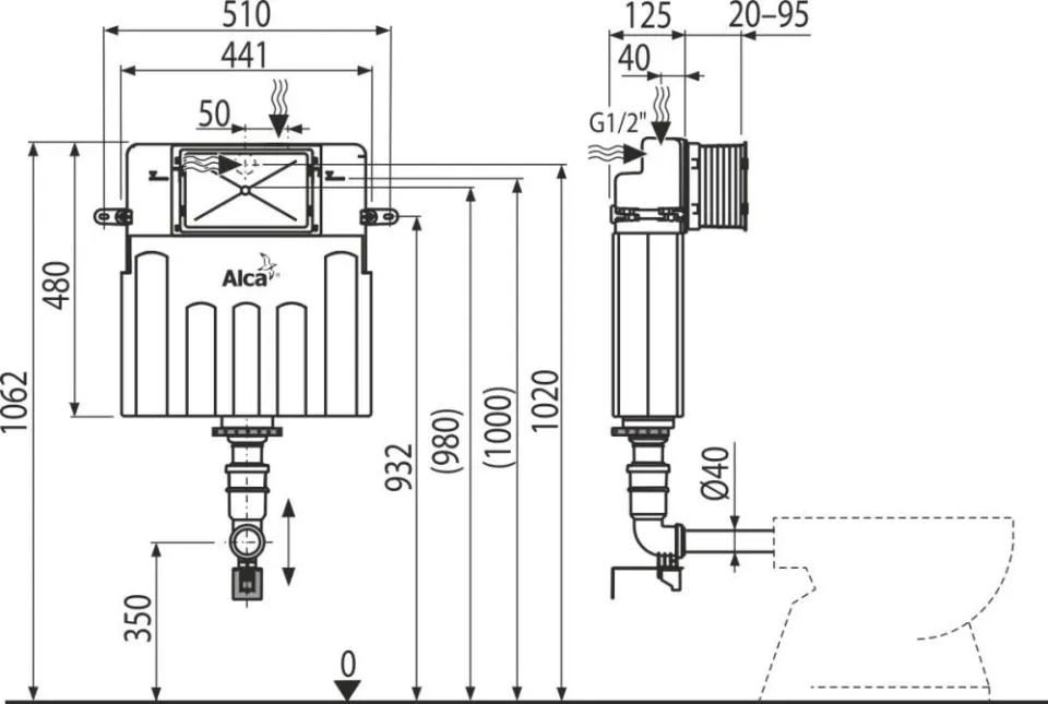 Смывной бачок скрытого монтажа AlcaPlast AM112-0001 Basicmodul