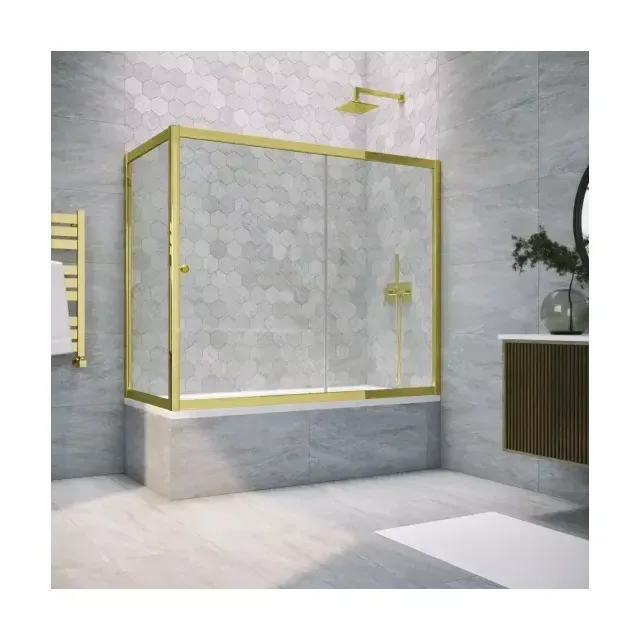 Шторка на ванную ZV+ZVF TUR NOVO 150*75 09 crystalvision, профиль золото глянцевое, стекло crystalvision