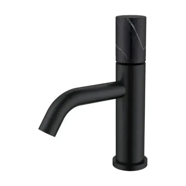 Смеситель Boheme Stick 121-B-MR-B для раковины черный матовый ручка черный мрамор
