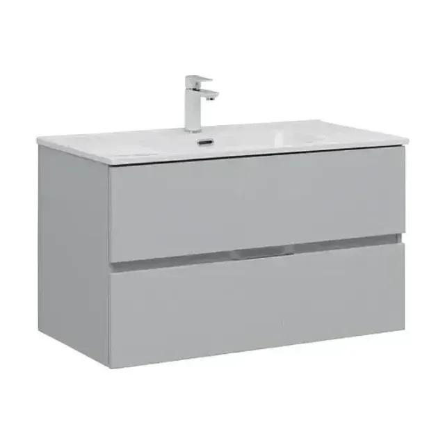 Тумба с раковиной Aquanet Алвита New 90 2 ящика, серый