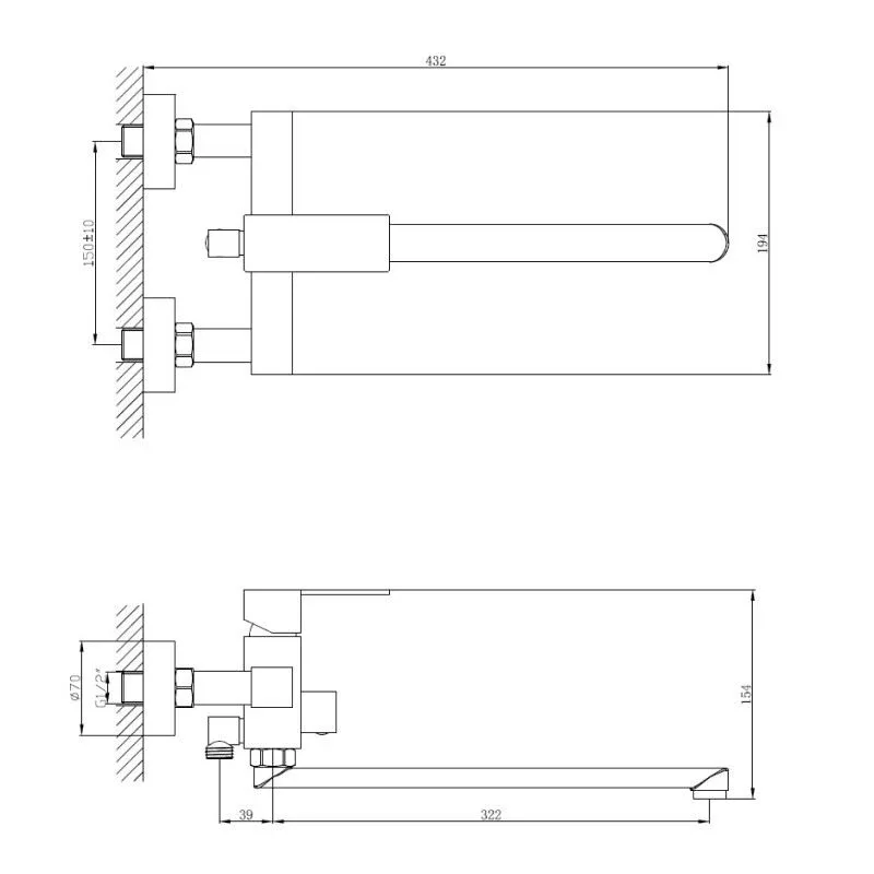 Смеситель Haiba HB22803-7 универсальный черный матовый