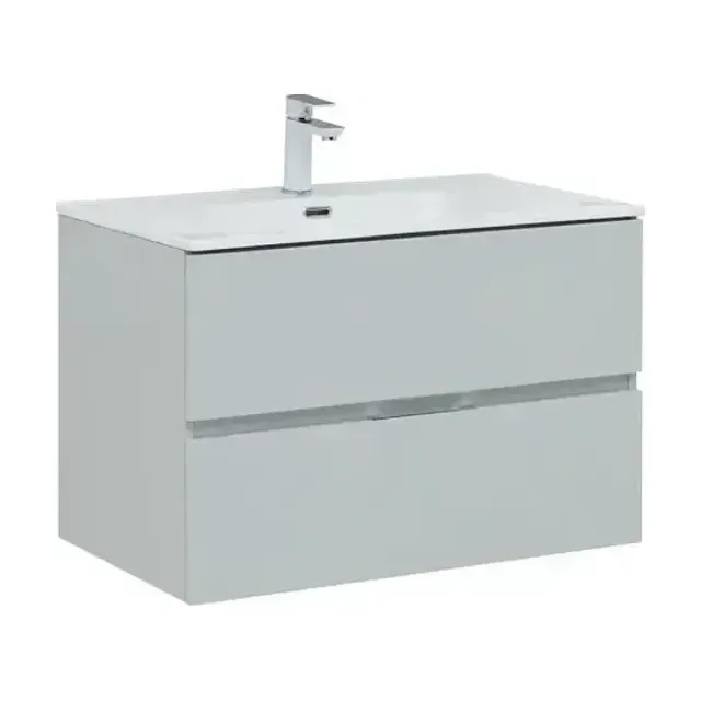 Тумба с раковиной Aquanet Алвита New 80 2 ящика, серый