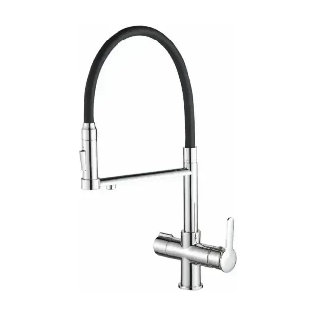 Смеситель Haiba HB76854 для кухни с функцией подключения фильтра хром/черный