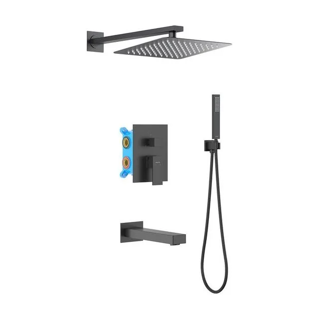 Set 4 в 1 душевой комплект AQUATEK, матовый черный AQ1673MB ЛИБРА