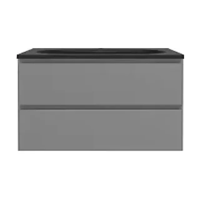 Тумба с раковиной Vincea Люка Софт-Тач (Luka Soft-Touch) 80 серая матовая (раковина антрацит)