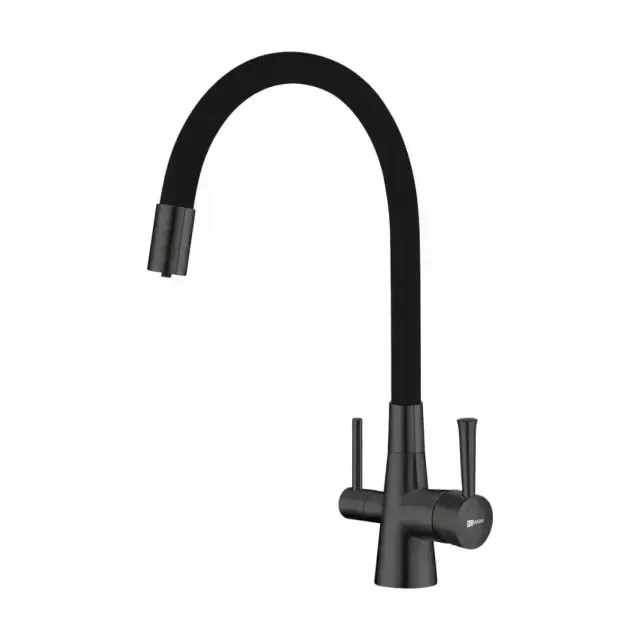 Смеситель Lemark Comfort LM3075GM для кухни с функцией подключения фильтра и гибким изливом графит/черный